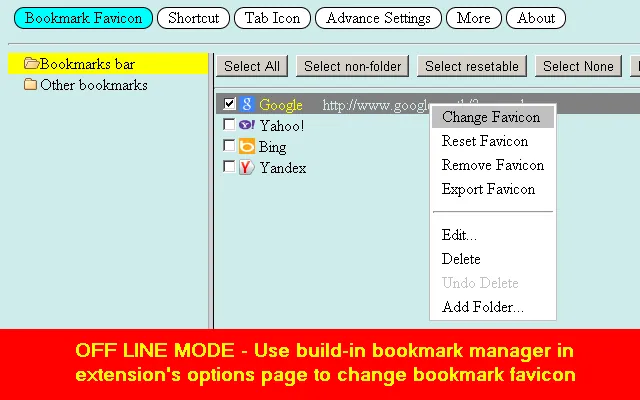 Screenshot 2 of Bookmark Favicon Changer