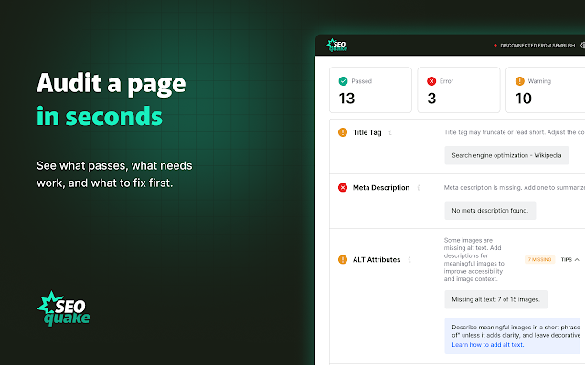Screenshot 1 of SEOquake: On-Page SEO Checker