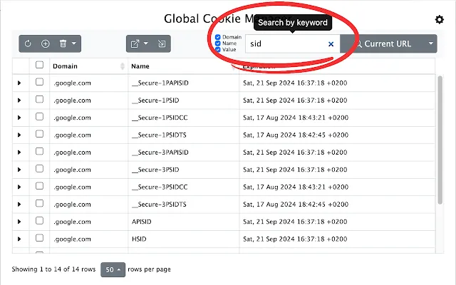 Screenshot 1 of Global Cookie Manager