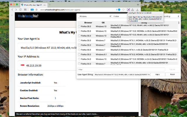 Screenshot 1 of User-Agent Switcher and Manager