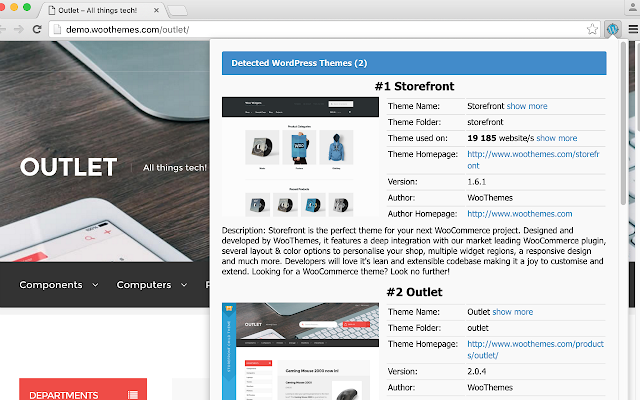 Screenshot 1 of WordPress Theme Detector and Plugin Detector