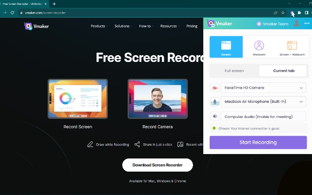 Screenshot 1 of Free Screen Recorder by Vmaker AI