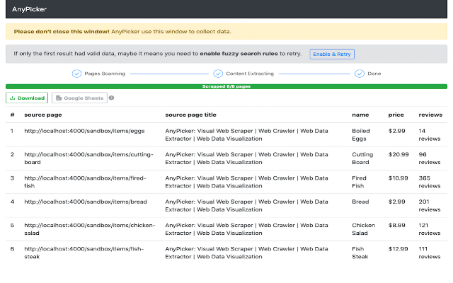 Screenshot 2 of AnyPicker - A.I. powered No Code Web Scraper