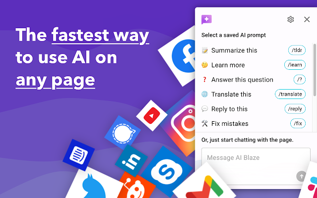 Screenshot 1 of AI Blaze: Instantly Use AI in Any Webpage