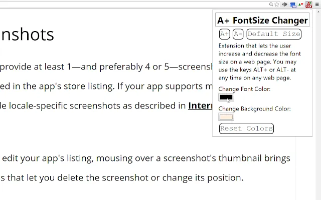 Screenshot 1 of A+ FontSize Changer