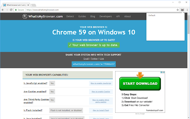 Screenshot 1 of User-Agent Switcher for Chrome
