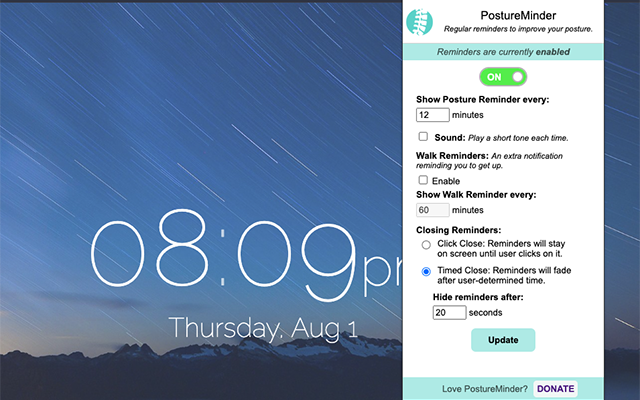Screenshot 1 of PostureMinder