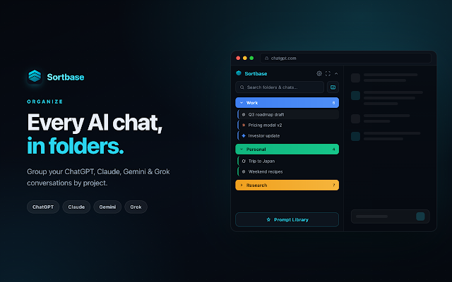Screenshot 2 of Sortbase – One AI Workspace for ChatGPT, Claude, Gemini & Grok