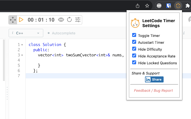 Screenshot 1 of LeetCode Timer