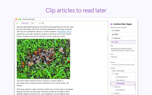 Screenshot 2 of OneNote Web Clipper