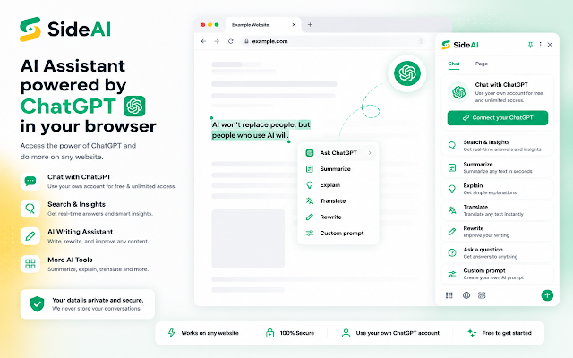 Screenshot 1 of SideAI: AI Sidebar For ChatGPT - Free Access