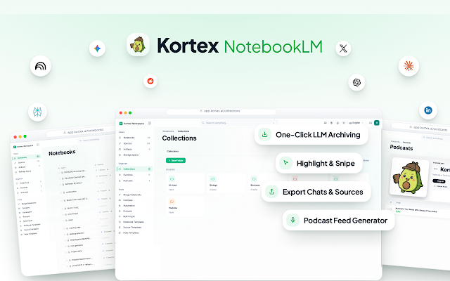 Screenshot 1 of Kortex Notebook: Best Gemini NotebookLM Toolkit