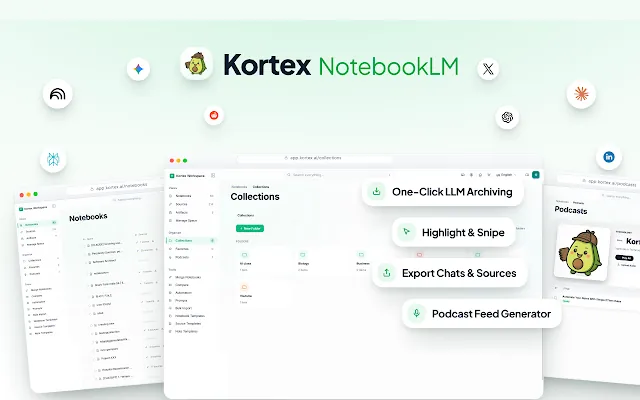 Screenshot 1 of Kortex Notebook: Best Gemini NotebookLM Toolkit