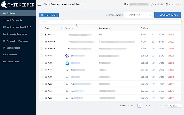 Screenshot 1 of GateKeeper Password Manager