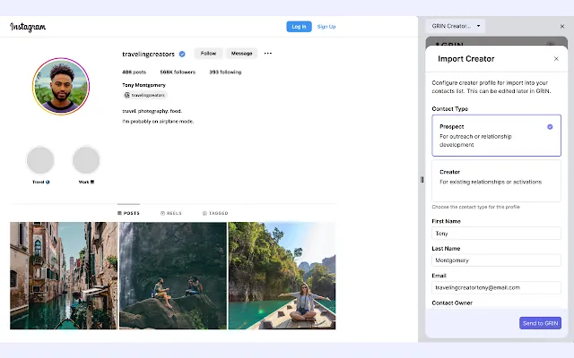 Screenshot 2 of GRIN Creator Discovery Web Extension