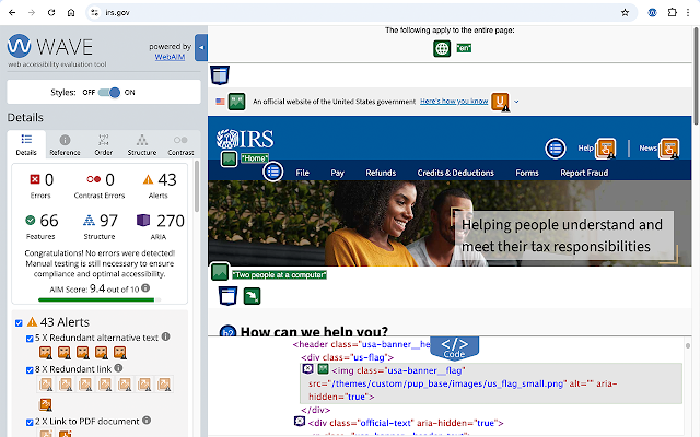 Screenshot 1 of WAVE Evaluation Tool