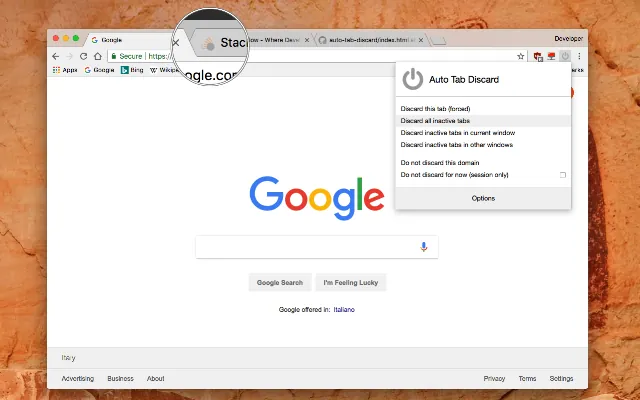 Screenshot 1 of Auto Tab Discard (suspend)