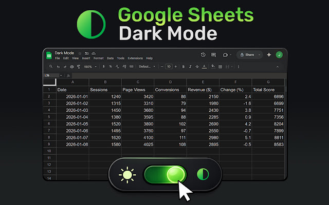 Screenshot 1 of Google Sheets Dark Mode +