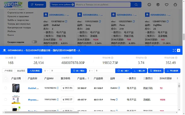 Screenshot 2 of OZONBIGSELL - 专注OZON平台数据分析 - 国内开发OZON插件第一人