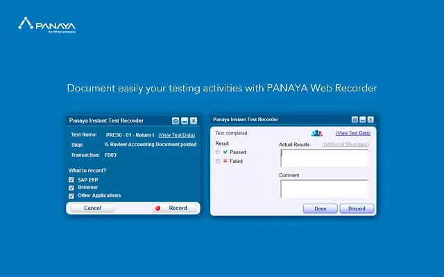 Screenshot 2 of Panaya Recorder for Web Applications