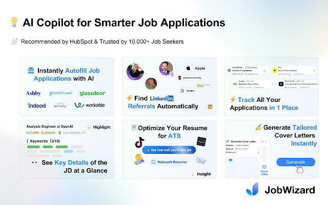 Screenshot 2 of JobWizard: AI Autofill for Workday, Greenhouse & 500+ Job Sites