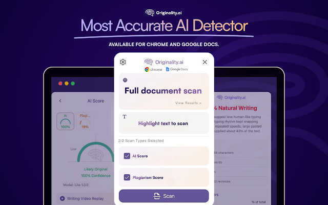 Screenshot 1 of AI Detector and Human Writing Report - Originality.ai