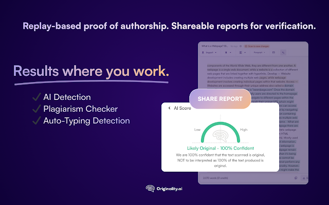Screenshot 2 of AI Detector and Human Writing Report - Originality.ai