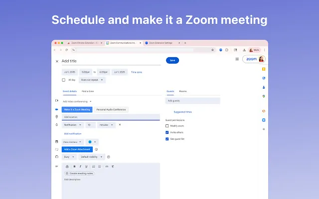 Screenshot 2 of Zoom Chrome Extension