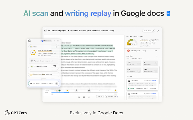 Screenshot 1 of GPTZero: AI Detection & Writing Replay