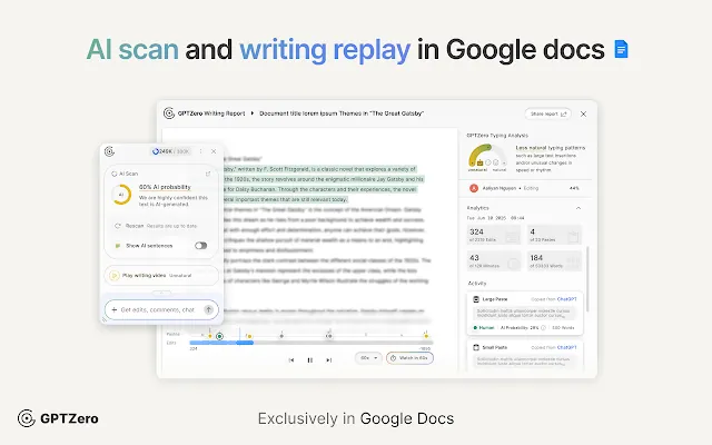 Screenshot 1 of GPTZero: AI Detection & Writing Replay