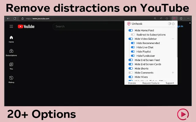 Screenshot 1 of Unhook - Remove YouTube Recommended & Shorts