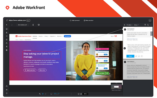 Screenshot 1 of Adobe Workfront review tool