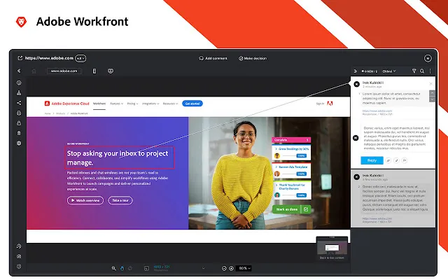 Screenshot 1 of Adobe Workfront review tool