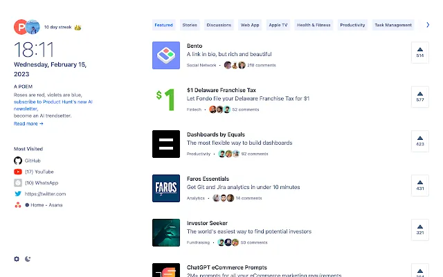 Screenshot 1 of Product Hunt
