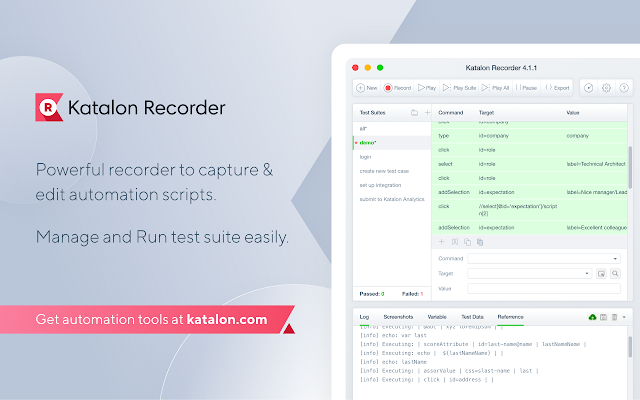 Screenshot 1 of Katalon Recorder (Selenium tests generator)