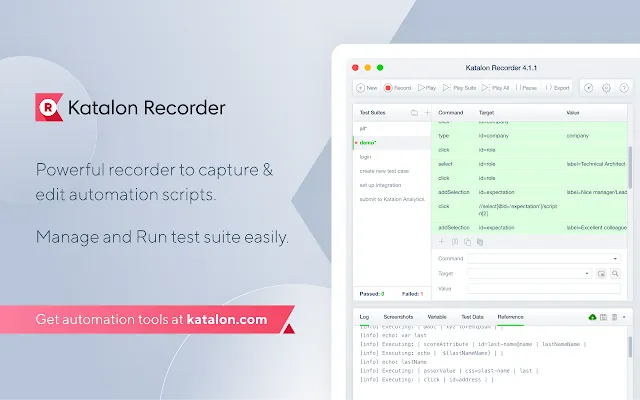 Screenshot 1 of Katalon Recorder (Selenium tests generator)