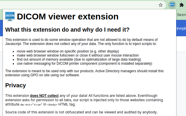 Screenshot 1 of DICOM viewer extension
