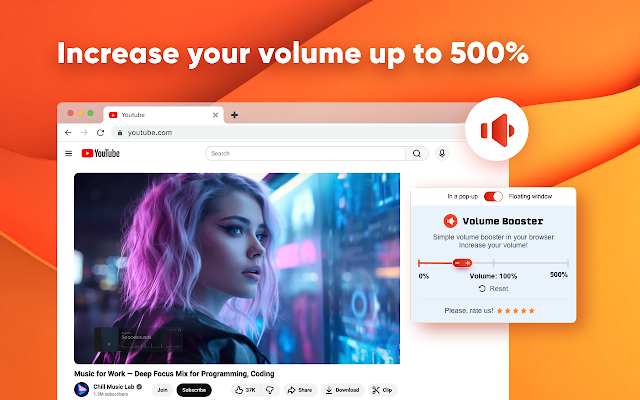 Screenshot 1 of Volume & Bass Booster – Amplify Audio in Chrome