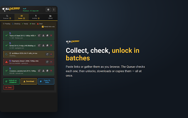 Screenshot 2 of AllDebrid Extension