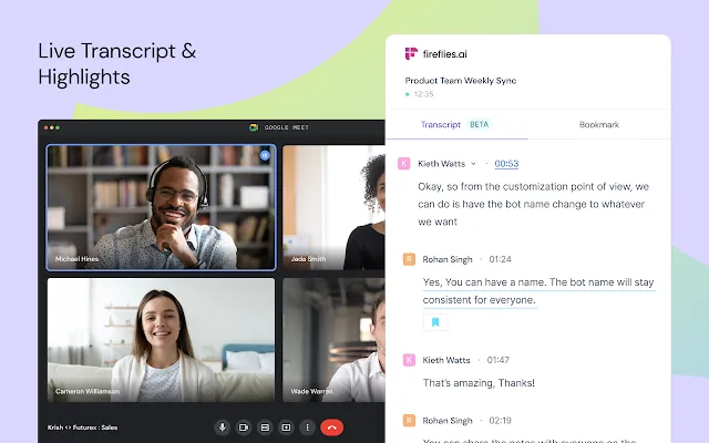 Screenshot 2 of Fireflies: AI meeting notes