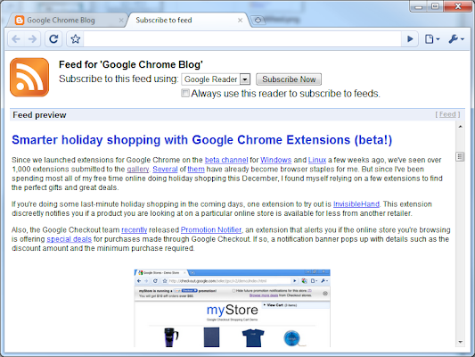 Screenshot 1 of RSS Subscription Extension (by Google)