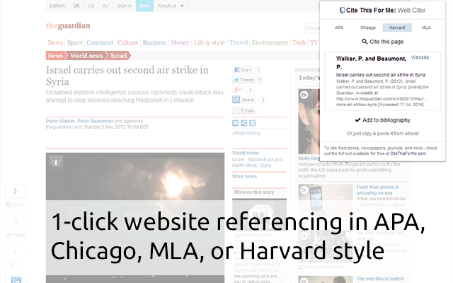 Screenshot 1 of Cite This For Me: Web Citer