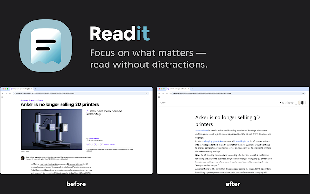 Screenshot 1 of Read it - just read website. text mode