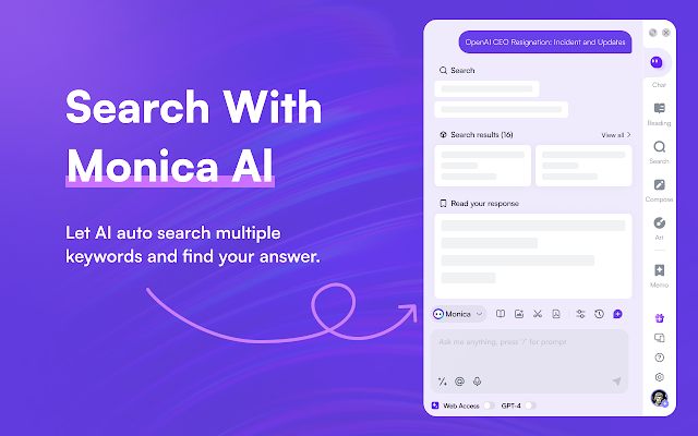 Screenshot 1 of Monica: All-In-One AI Assist & Smartest  AI Agent
