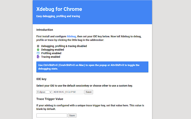 Screenshot 1 of Xdebug Chrome Extension