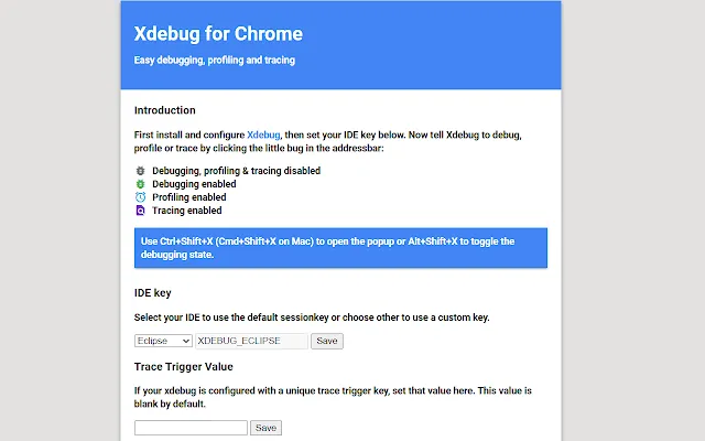 Screenshot 1 of Xdebug Chrome Extension