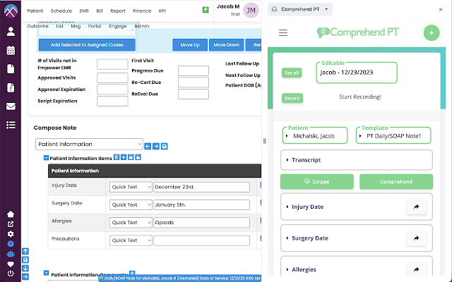 Screenshot 1 of Comprehend EMR Integration