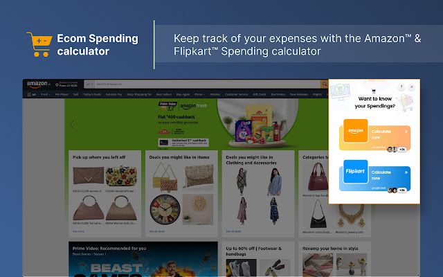Screenshot 1 of Spending Calculator for Amazon™ and Flipkart™